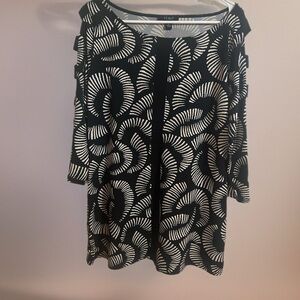 Venue Black & Ivory Abstract Print Tunic Top Size L